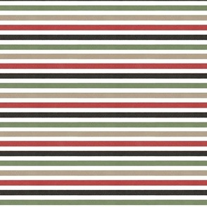 Bright red olive green black and neutral textured stripes S scale