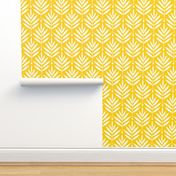 Retro Leaves // normal scale 0038 C // Art Deco and Art Nouveau Inspired Symmetrical Aesthetic Surface Pattern from the '70s and '80s leaf dot dots accent contrast  white yellow yellow-white white-yellow