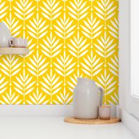 Retro Leaves // normal scale 0038 C // Art Deco and Art Nouveau Inspired Symmetrical Aesthetic Surface Pattern from the '70s and '80s leaf dot dots accent contrast  white yellow yellow-white white-yellow