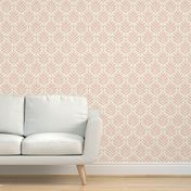 Retro Leaves // normal scale 0038 E // Art Deco and Art Nouveau Inspired Symmetrical Aesthetic Surface Pattern from the '70s and '80s leaf dot dots accent contrast  rode pink lightpink pink-pink babypink orange-pink cream harmony silent