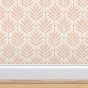 Retro Leaves // normal scale 0038 E // Art Deco and Art Nouveau Inspired Symmetrical Aesthetic Surface Pattern from the '70s and '80s leaf dot dots accent contrast  rode pink lightpink pink-pink babypink orange-pink cream harmony silent