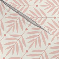 Retro Leaves // normal scale 0038 E // Art Deco and Art Nouveau Inspired Symmetrical Aesthetic Surface Pattern from the '70s and '80s leaf dot dots accent contrast  rode pink lightpink pink-pink babypink orange-pink cream harmony silent