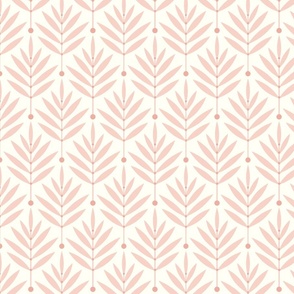 Retro Leaves // normal scale 0038 E // Art Deco and Art Nouveau Inspired Symmetrical Aesthetic Surface Pattern from the '70s and '80s leaf dot dots accent contrast  rode pink lightpink pink-pink babypink orange-pink cream harmony silent