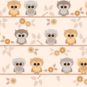 Baby owls in neutral shades