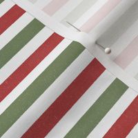 Bright red and olive green Christmas textured stripes M scale