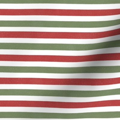 Bright red and olive green Christmas textured stripes M scale