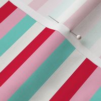 Vintage Stripe for Girls  in  Pink, Red and Aqua,  50