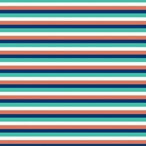 Coastal Mini Stripes in Navy, Orange and Turquoise, Vintage Style, 15