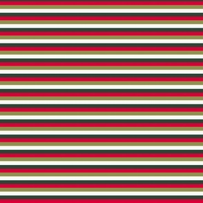 Vintage Christmas MIni Stripe; in Red and Olive Green, 15