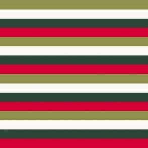 Vintage Christmas Stripe; in Red and Olive Green ,50