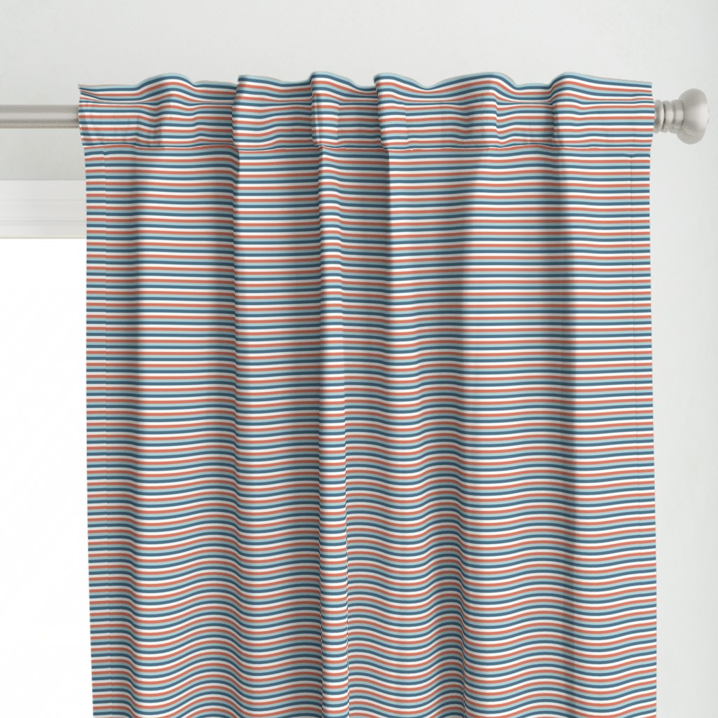 Nautical Stripes in Teal and Coral,  Mini 15