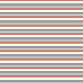 Gray and Terracotta Natural Mini Stripes, Horizontal, 15