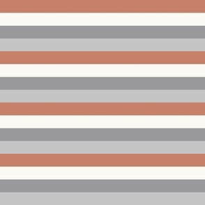 Gray and Terracotta Natural Stripes, Horizontal, 50