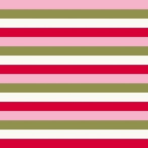 Pink and Red Vintage Christmas Stripe,  50