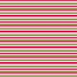 Girls Vintage Christmas Mini Stripe in Pink and Red with Varying Widths, 10