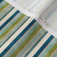 Just Beachy Stripes- Horizontal- Deep Sea Blue Green Blush Olive Mint Misty Turquoise Sand White- Small Scale