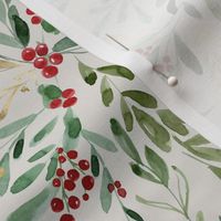 Christmas Foliage with Mistletoe, Holly and Berries Floral