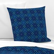 M Checkered mosaic Art navy blue  0041 B cozy geometric flower diamond grid dark blue ultramarine skyblue 