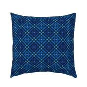 M Checkered mosaic Art navy blue  0041 B cozy geometric flower diamond grid dark blue ultramarine skyblue 