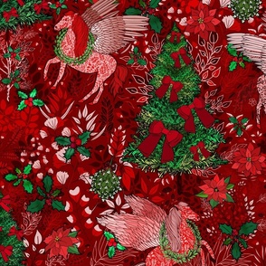 Pegasus in a Christmas Forest (Red large scale) 