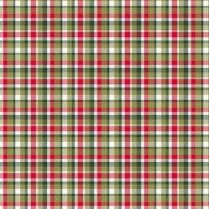 Boys Retro Mini Plaid in Olive Green and Red, 15