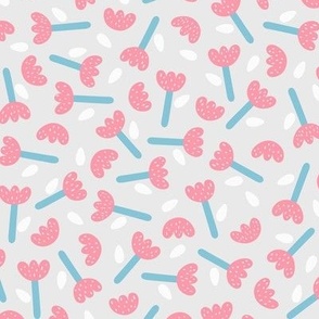  Sweet Little Flowers // normal scale 0031 D // Children's Fabric Bold Aesthetic Modern Pattern cute buds white blue red gray rose