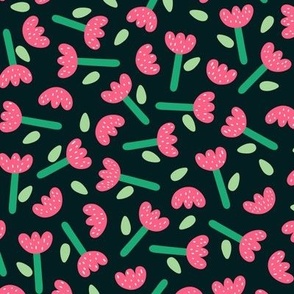  Sweet Little Flowers // normal scale 0031 E // Children's Fabric Bold Aesthetic Modern Pattern cute buds red black green applegreen