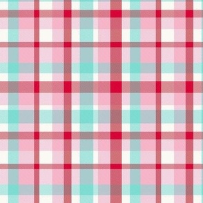 Girls Vintage Plaid in Pink and Aqua, 40