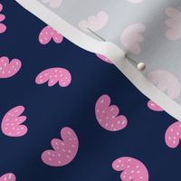 Sweet Little Buds // normal scale 0033 C // Children's Fabric Bold Aesthetic Modern Pattern cute flowers pink rose white navy