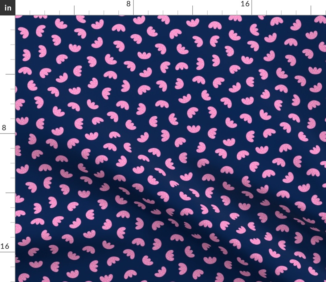 Sweet Little Buds // normal scale 0033 C // Children's Fabric Bold Aesthetic Modern Pattern cute flowers pink rose white navy