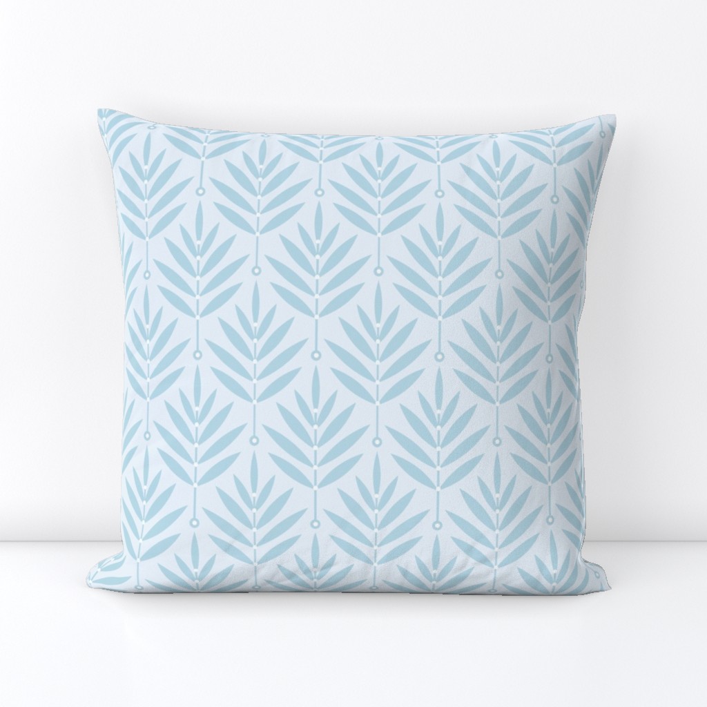 Retro Leaves // normal scale 0038 G // Art Deco and Art Nouveau Inspired Symmetrical Aesthetic Surface Pattern from the '70s and '80s leaf dot dots accent contrast  blue blue-blue babyblue light bluelight-bluelightblue skyblue 