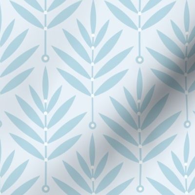Retro Leaves // normal scale 0038 G // Art Deco and Art Nouveau Inspired Symmetrical Aesthetic Surface Pattern from the '70s and '80s leaf dot dots accent contrast  blue blue-blue babyblue light bluelight-bluelightblue skyblue 