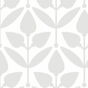 Two-Tone Tulip Motif // normal scale 0035 G // Flowers Leaves Retro Aesthetic Harmony fabric wallpaper Style of the '60s, '70s, and '80s  light gray white white-gray gray-white warm gray lightgray 