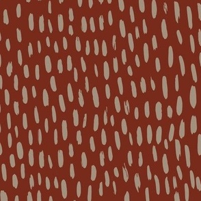 Abstract Droplet Brush - Rust Red & Earthy Beige