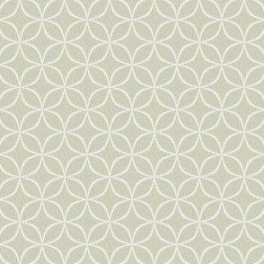 Mini, Chic White Quatrefoil Diamond on Textured Light Sage