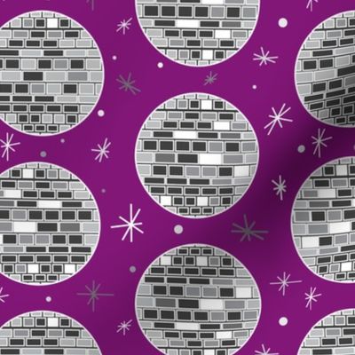 Disco Ball in Magenta and Gray