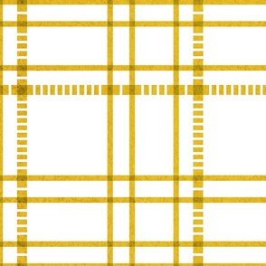 Large jumbo scale // Modern check coordinate // white background sun yellow criss-crossed vertical and horizontal stripes