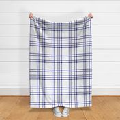 Large jumbo scale // Modern check coordinate // white background very peri blue criss-crossed vertical and horizontal stripes