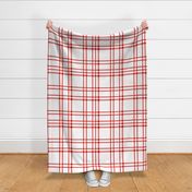 Large jumbo scale // Modern check coordinate // white background vivid red criss-crossed vertical and horizontal stripes