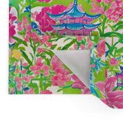 Chinoiserie pagoda garden in  preppy colors