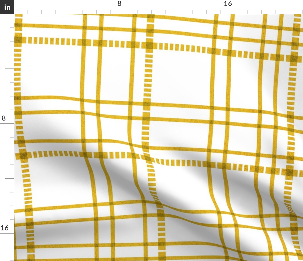 Normal scale // Modern check coordinate // white background sun yellow criss-crossed vertical and horizontal stripes