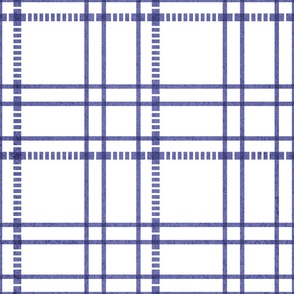 Normal scale // Modern check coordinate // white background very peri blue criss-crossed vertical and horizontal stripes