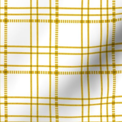 Small scale // Modern check coordinate // white background sun yellow criss-crossed vertical and horizontal stripes