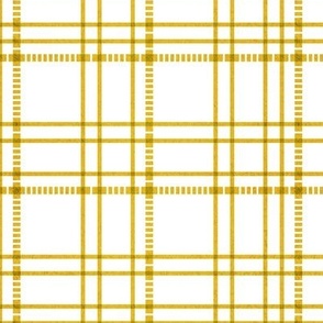 Small scale // Modern check coordinate // white background sun yellow criss-crossed vertical and horizontal stripes