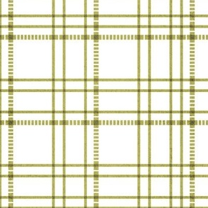 Small scale // Modern check coordinate // white background split pea green criss-crossed vertical and horizontal stripes