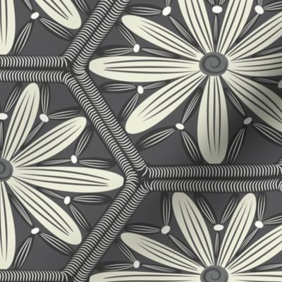 Crocheted Flower Medallions-Neutral Greys Palette