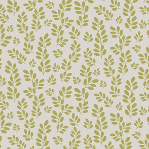 Funky Leaves in yellow green on an off-white background ( medium scale ).