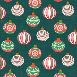 Christmas ornaments - linen on green