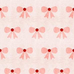 Bows- Vintage Geometric- Pink Red on Light Blush- Regular Scale