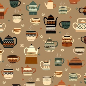 Cozy Autumn - Tea and teapots terra L